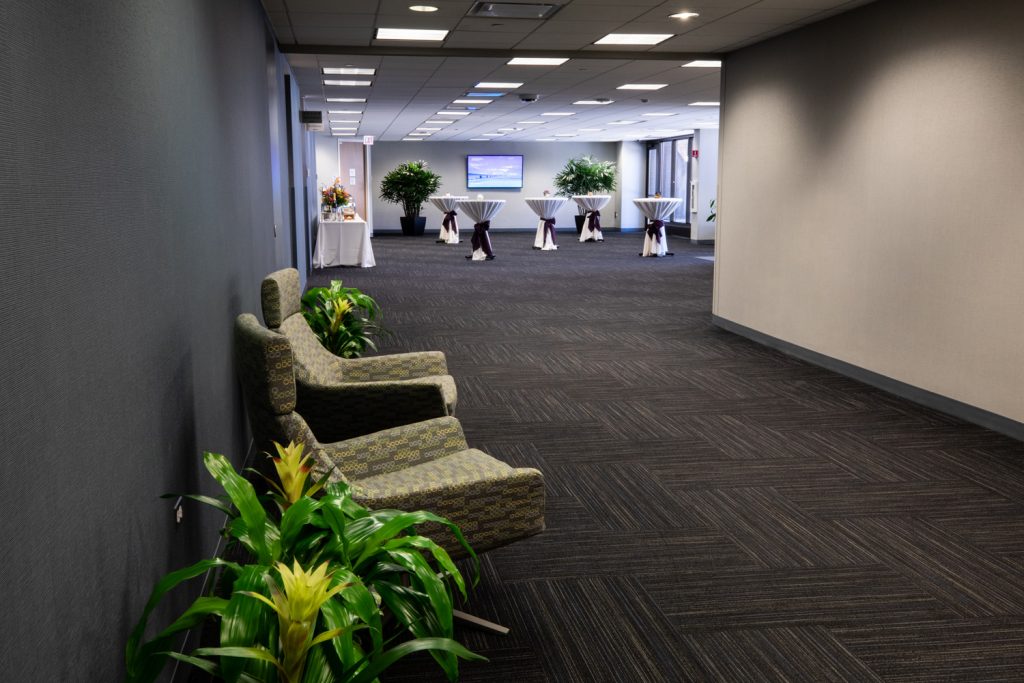 3rd Floor Atrium Event Venue at One Rotary Place. Photo of the hallway leading the main event floor.